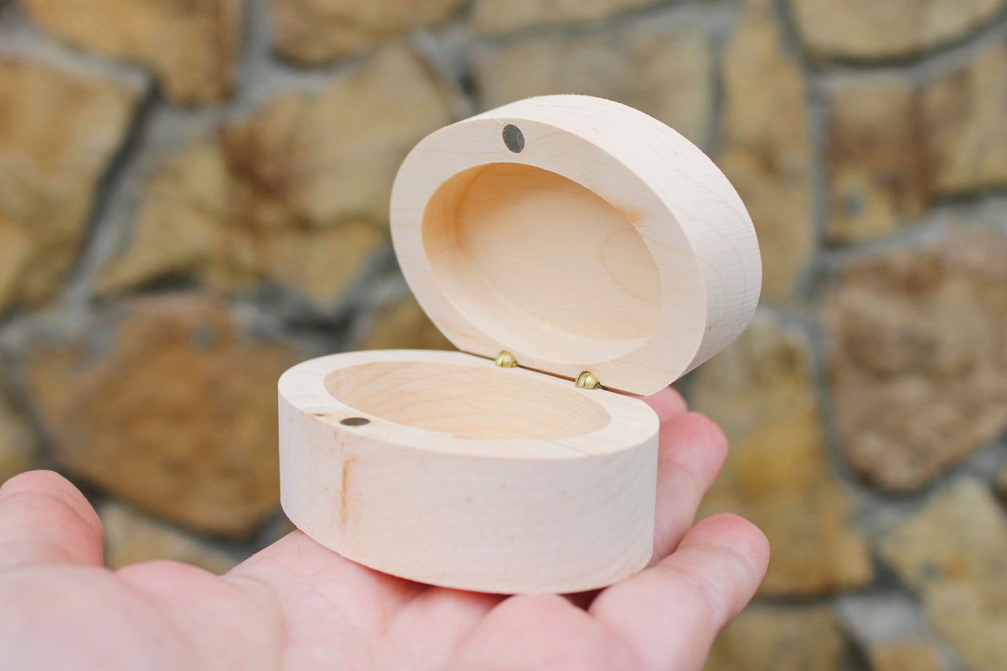 Oval unfinished wooden box 2.8x2 inches - alder wood - oblong box