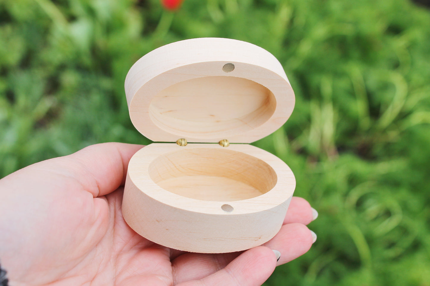 Oval unfinished wooden box 2.8x2 inches - alder wood - oblong box