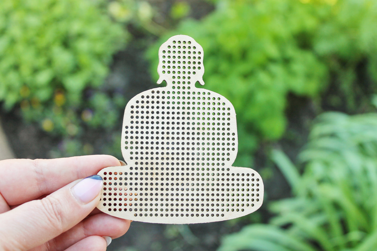 Buddha cross stitch blank - 100 mm - 3.9 inch blanks Wood Needlecraft - wooden cross stitch blank