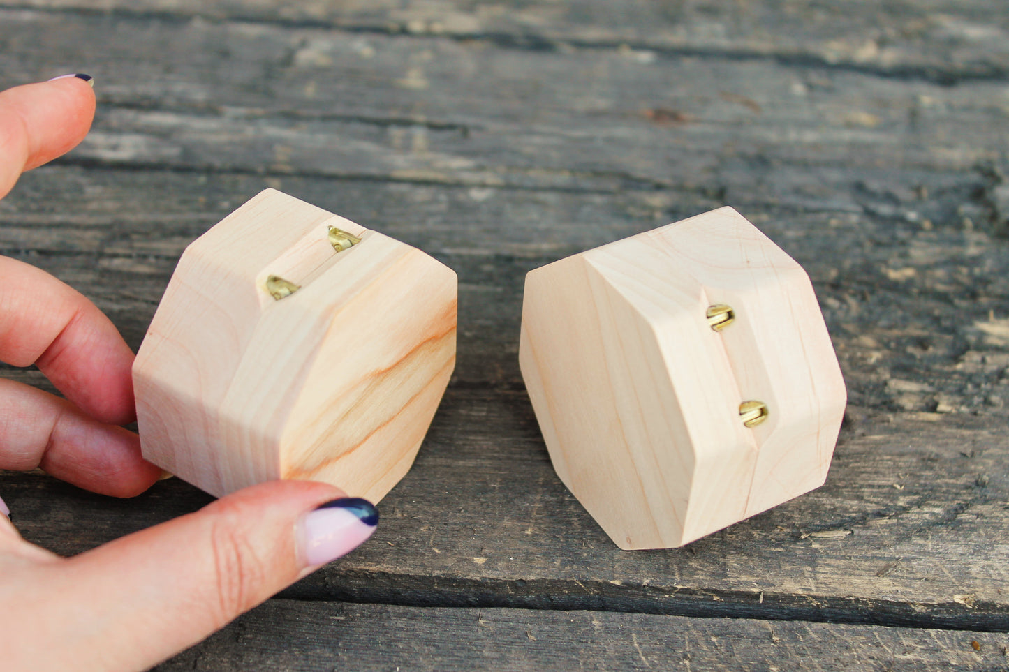 Octagon unfinished wooden wedding box 2.3 inches - 58 mm - ring wooden box - wedding jewelry box