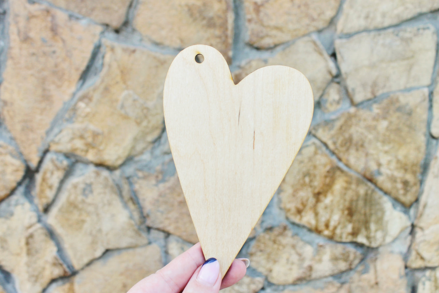 Set of 5 Wooden primitive hearts - unfinished blank - 6.1 inches - Home Decor - Laser cut wood - plywood