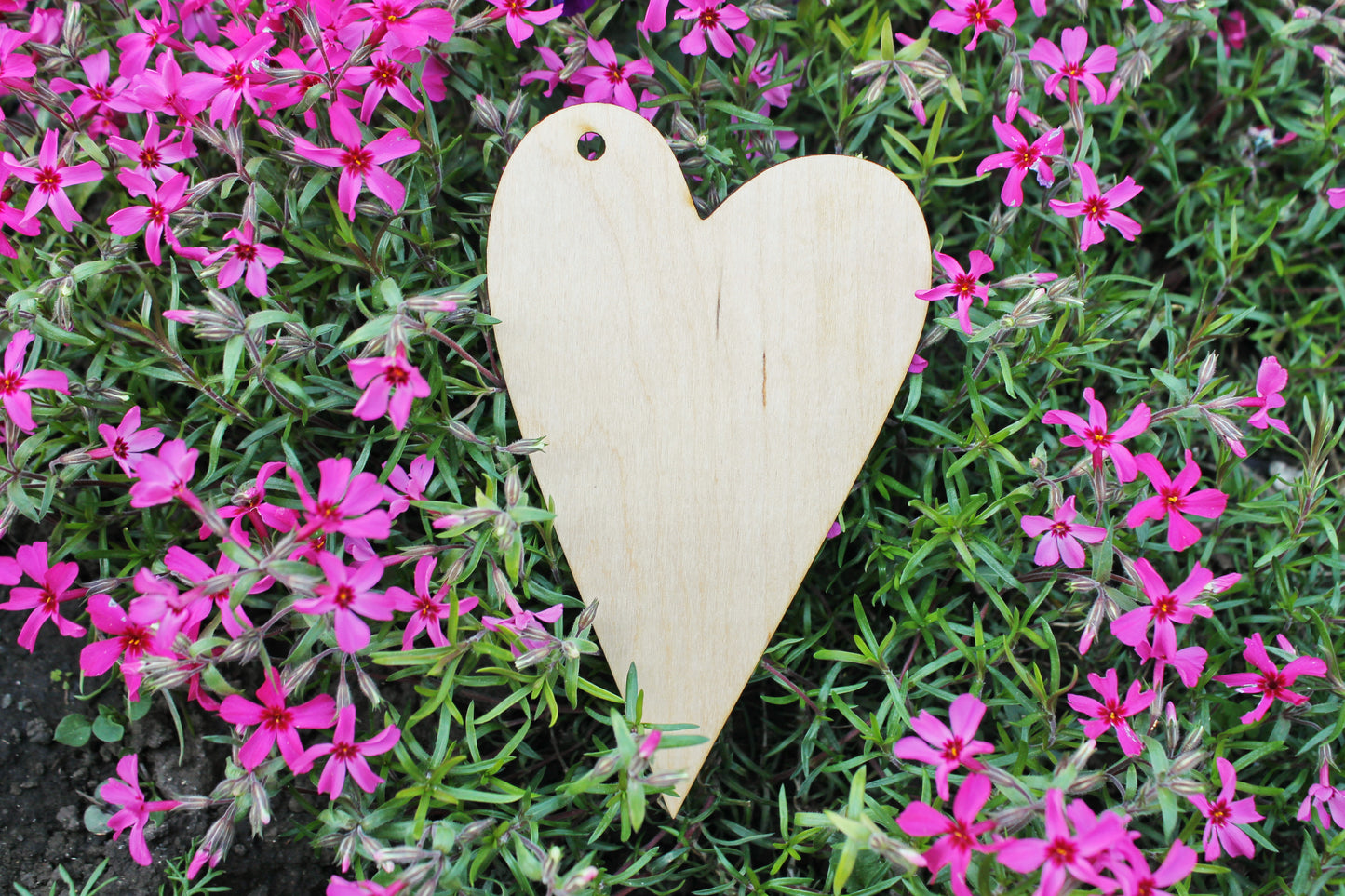 Set of 5 Wooden primitive hearts - unfinished blank - 6.1 inches - Home Decor - Laser cut wood - plywood