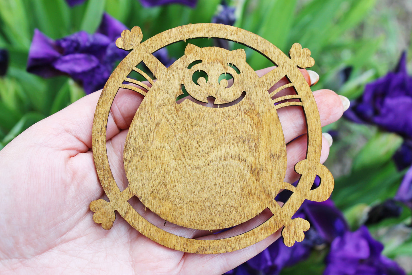 Cats wooden coasters 110 mm - 4.3 inches - Modern coasters - Handmade coasters