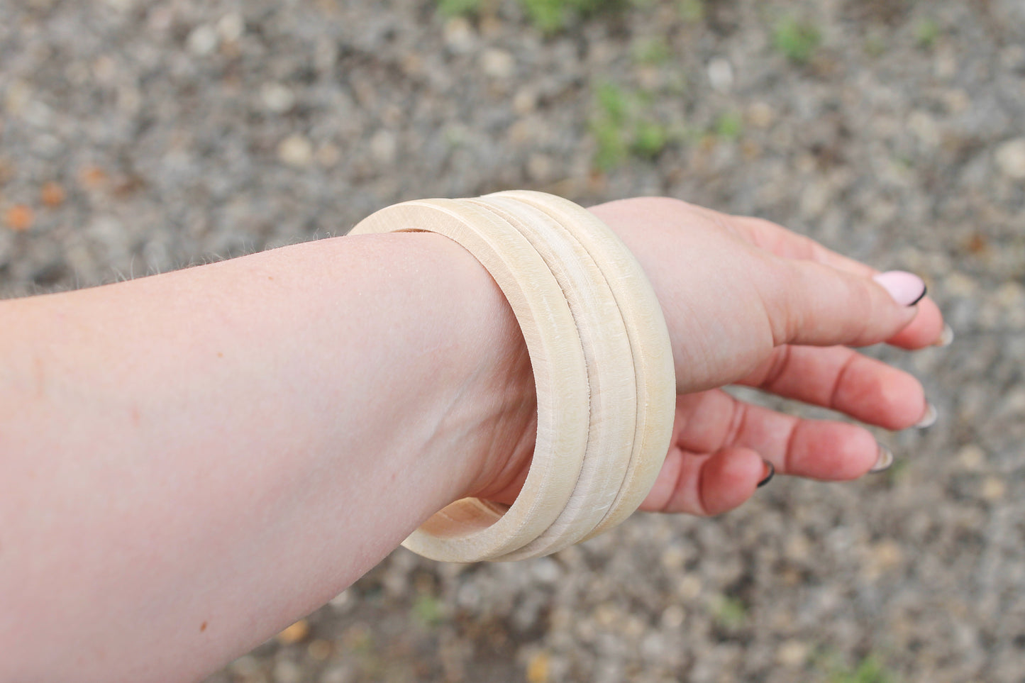 Wooden round bracelets set of 3 - unfinished round bangle - 10 mm - linden wood
