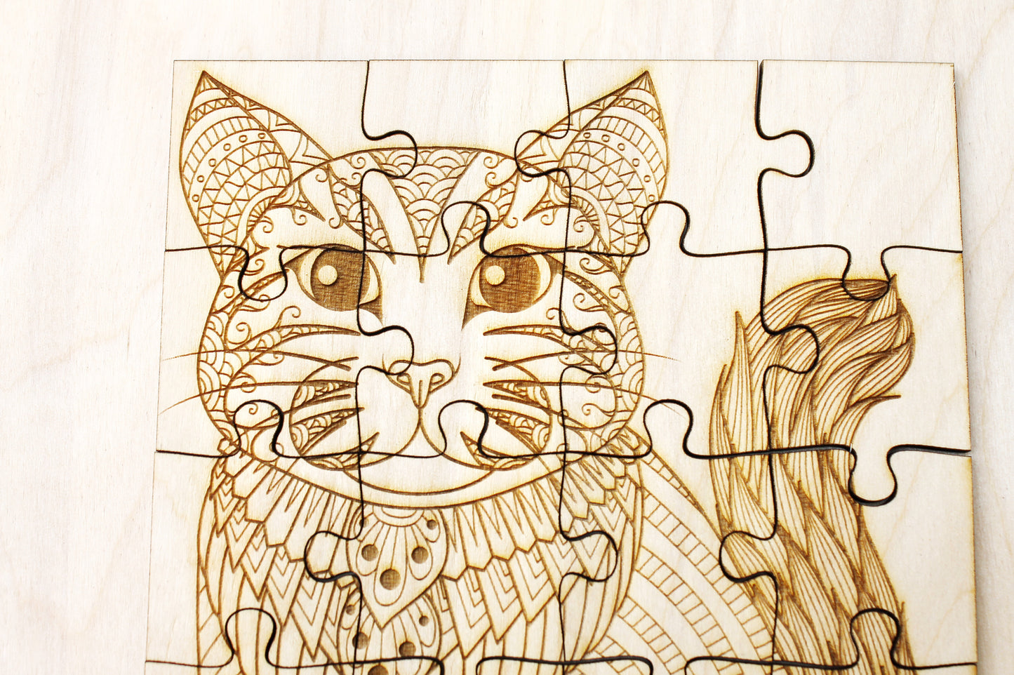 Wooden puzzle - Cat - kids adult puzzle - laser cut puzzle blank 8x6 inch - Wooden Puzzle - engraving puzzle - made of plywood