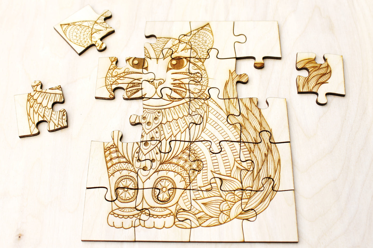Wooden puzzle - Cat - kids adult puzzle - laser cut puzzle blank 8x6 inch - Wooden Puzzle - engraving puzzle - made of plywood