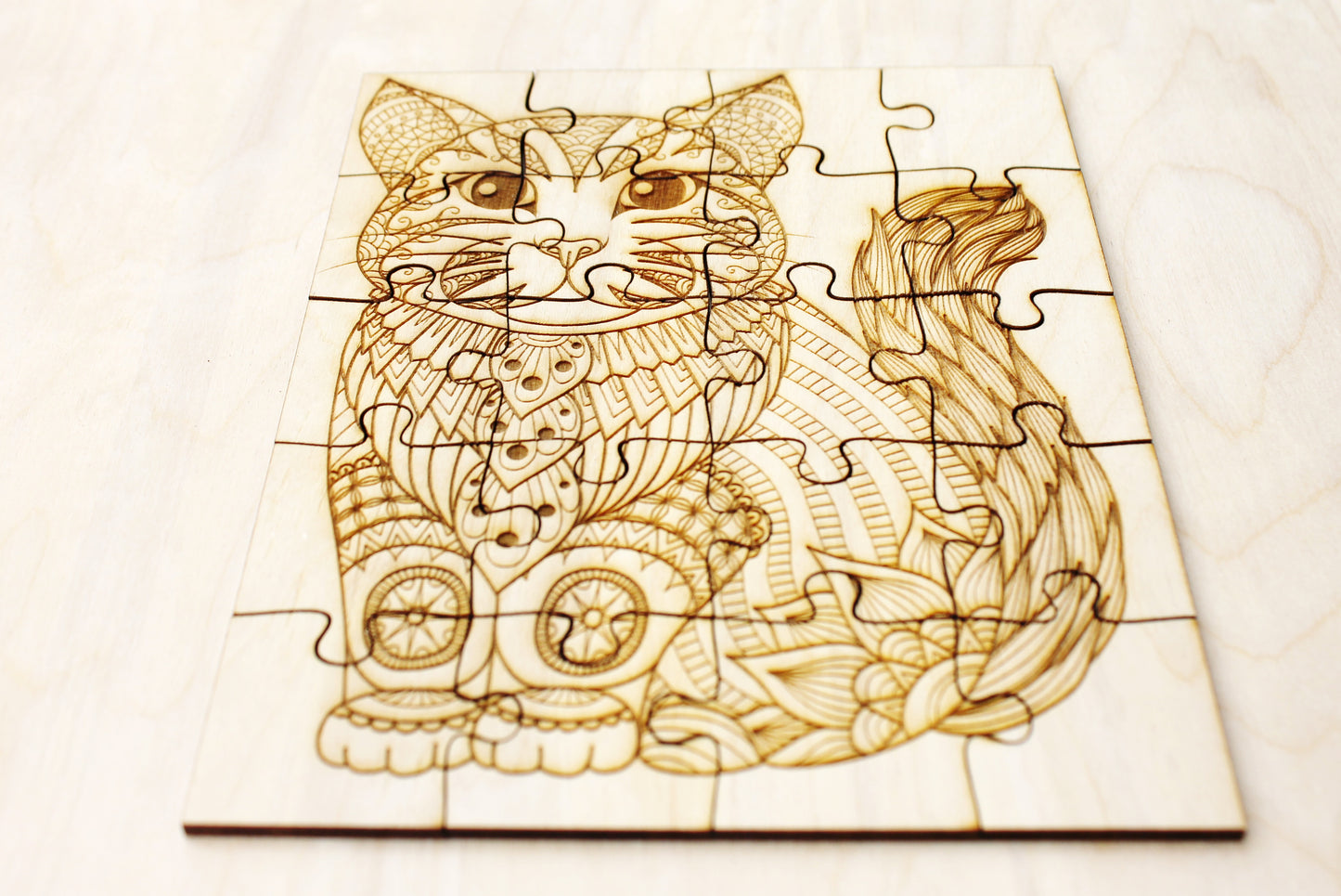 Wooden puzzle - Cat - kids adult puzzle - laser cut puzzle blank 8x6 inch - Wooden Puzzle - engraving puzzle - made of plywood