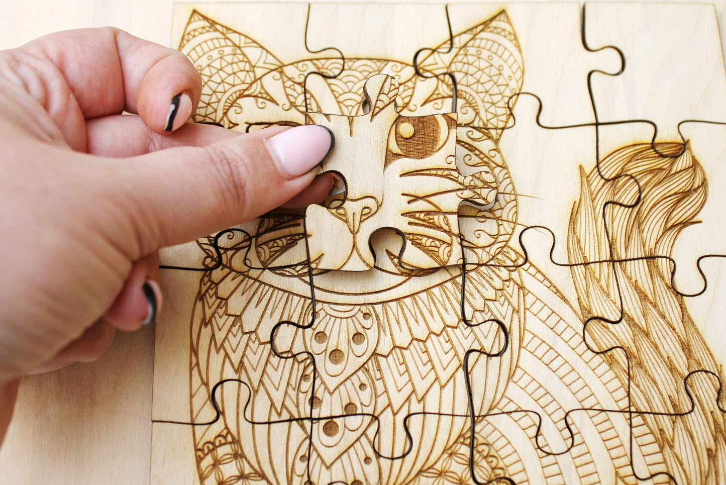 Wooden puzzle - Cat - kids adult puzzle - laser cut puzzle blank 8x6 inch - Wooden Puzzle - engraving puzzle - made of plywood