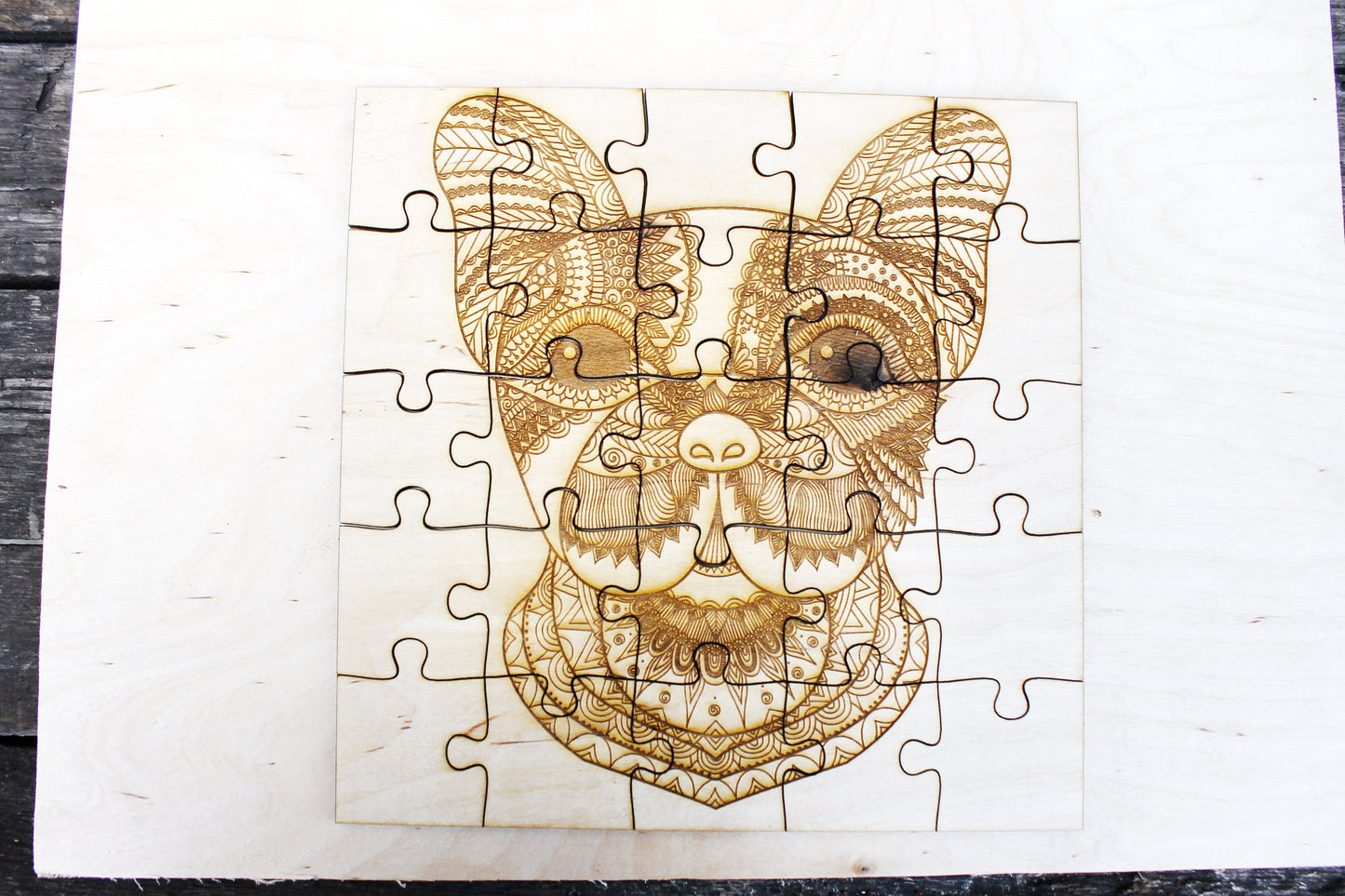 Wooden puzzle - French Bulldog - laser cut puzzle blank 7.9 inch - Wooden Puzzle - engraving puzzle - made of plywood