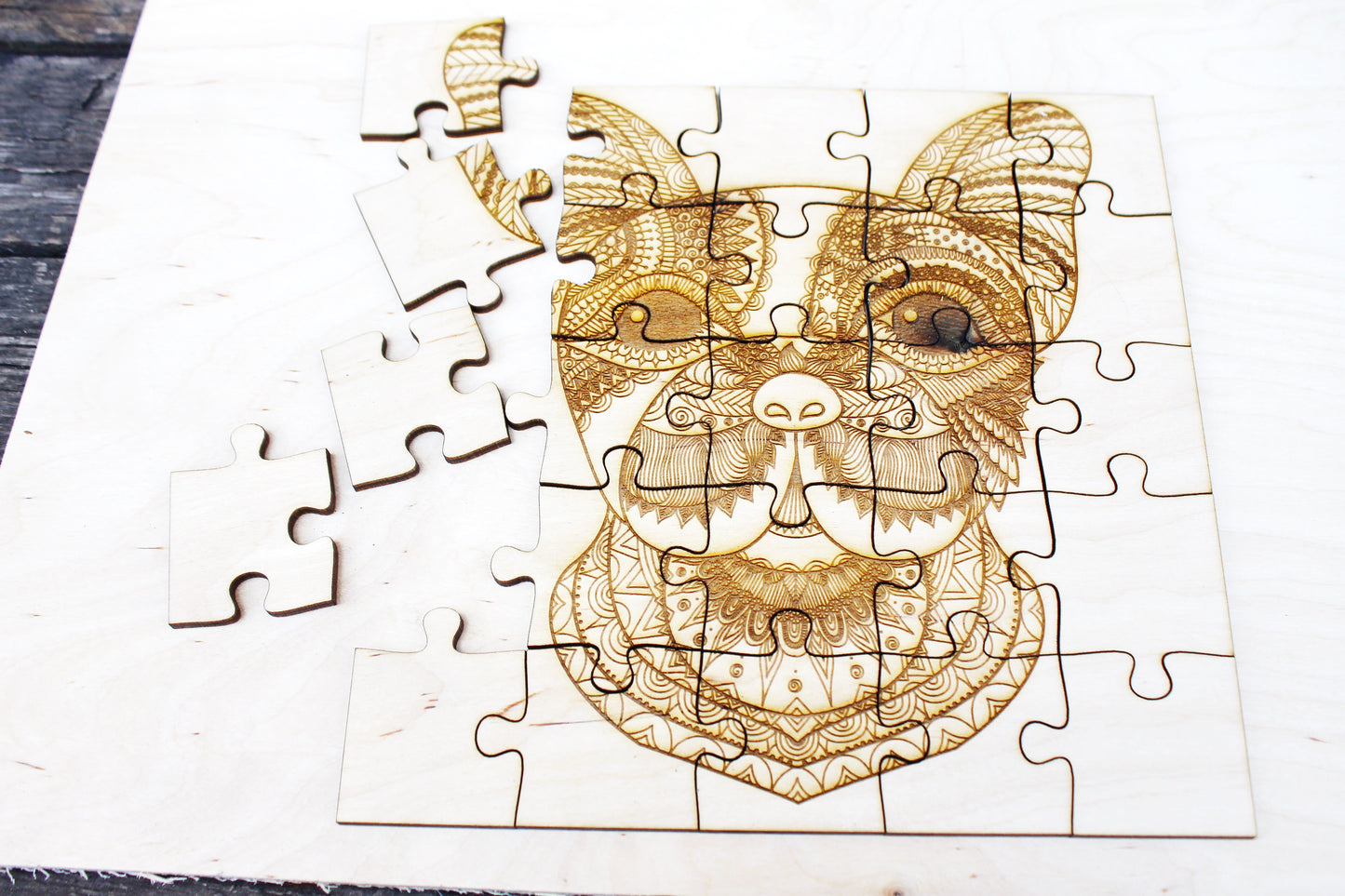 Wooden puzzle - French Bulldog - laser cut puzzle blank 7.9 inch - Wooden Puzzle - engraving puzzle - made of plywood