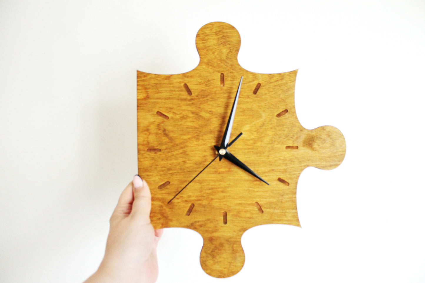 Wooden clock - PUZZLE - walnut color - 320 mm - 12.6 inches - light and ready to ship - handmade clock - Silent clock mechanism