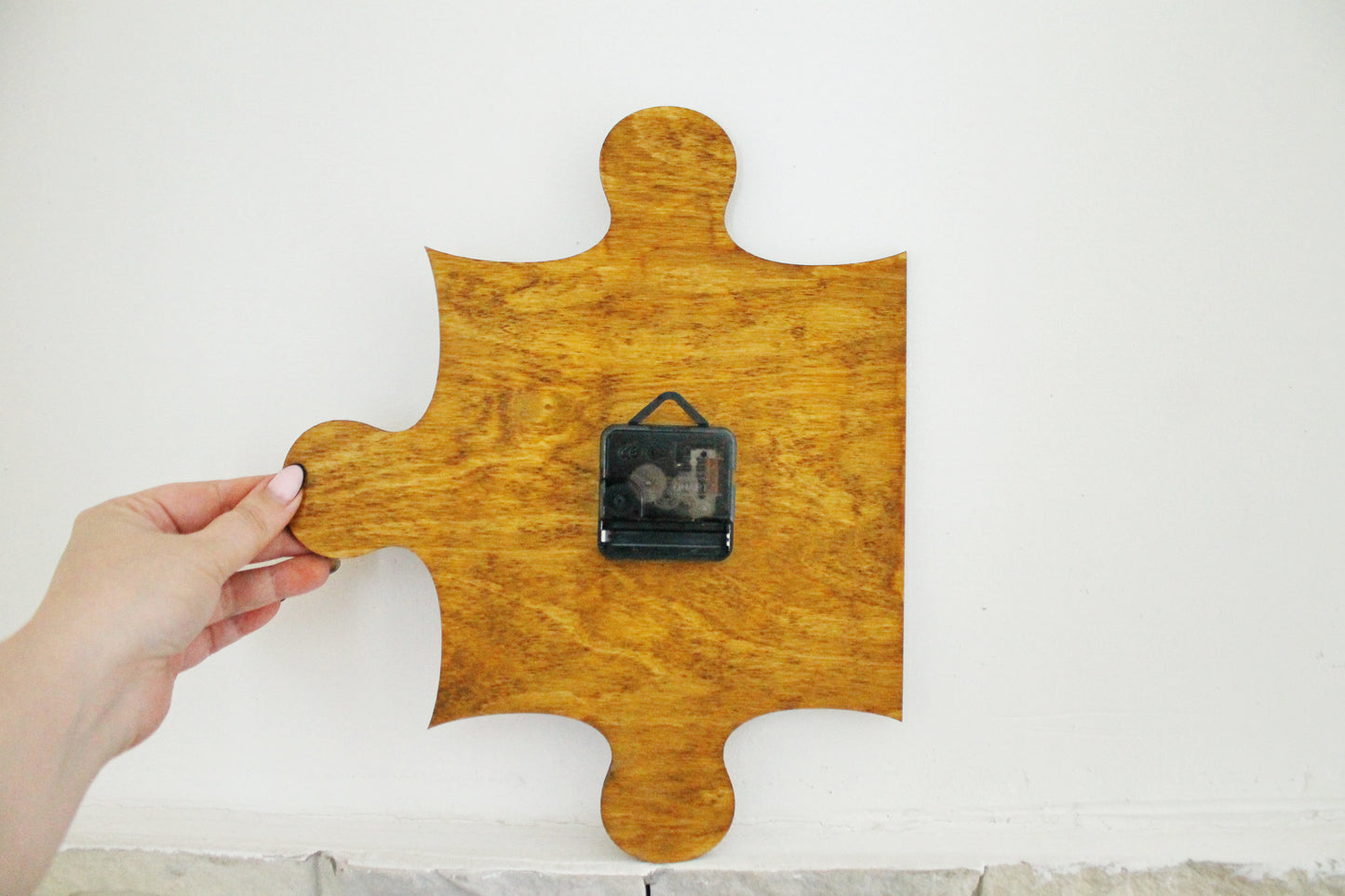Wooden clock - PUZZLE - walnut color - 320 mm - 12.6 inches - light and ready to ship - handmade clock - Silent clock mechanism