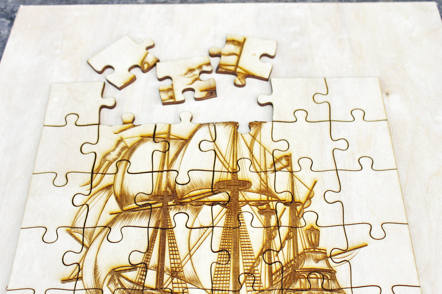 Wooden puzzle - Sailboat - kids adult puzzle - laser cut puzzle blank 9.8 inch - Wooden Puzzle - engraving puzzle - made of plywood