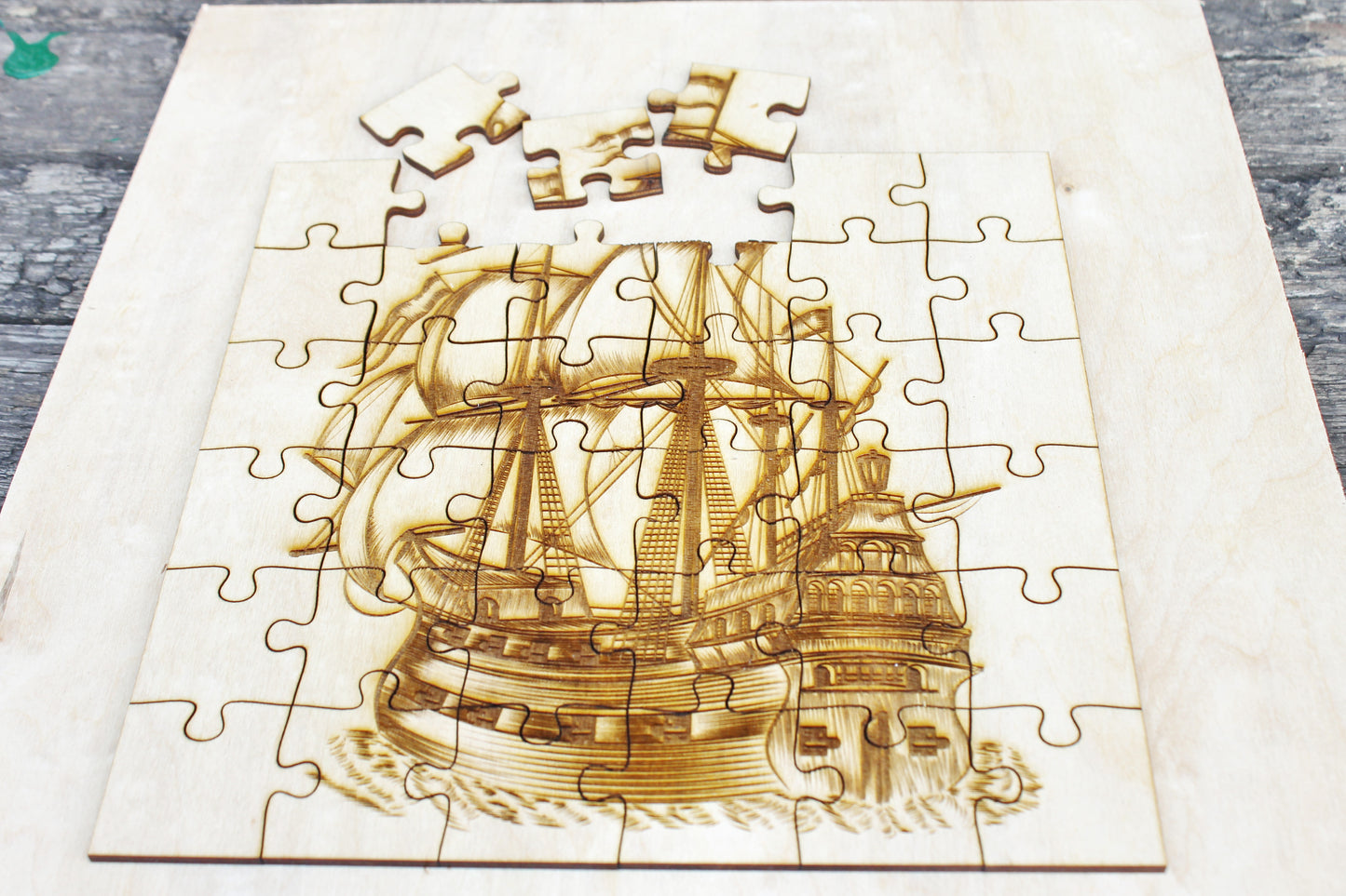 Wooden puzzle - Sailboat - kids adult puzzle - laser cut puzzle blank 9.8 inch - Wooden Puzzle - engraving puzzle - made of plywood