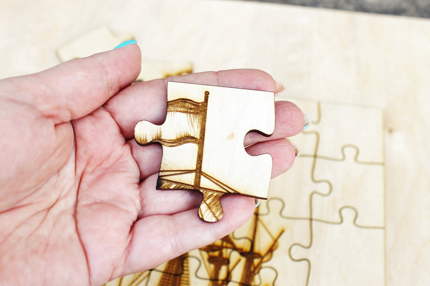 Wooden puzzle - Sailboat - kids adult puzzle - laser cut puzzle blank 9.8 inch - Wooden Puzzle - engraving puzzle - made of plywood