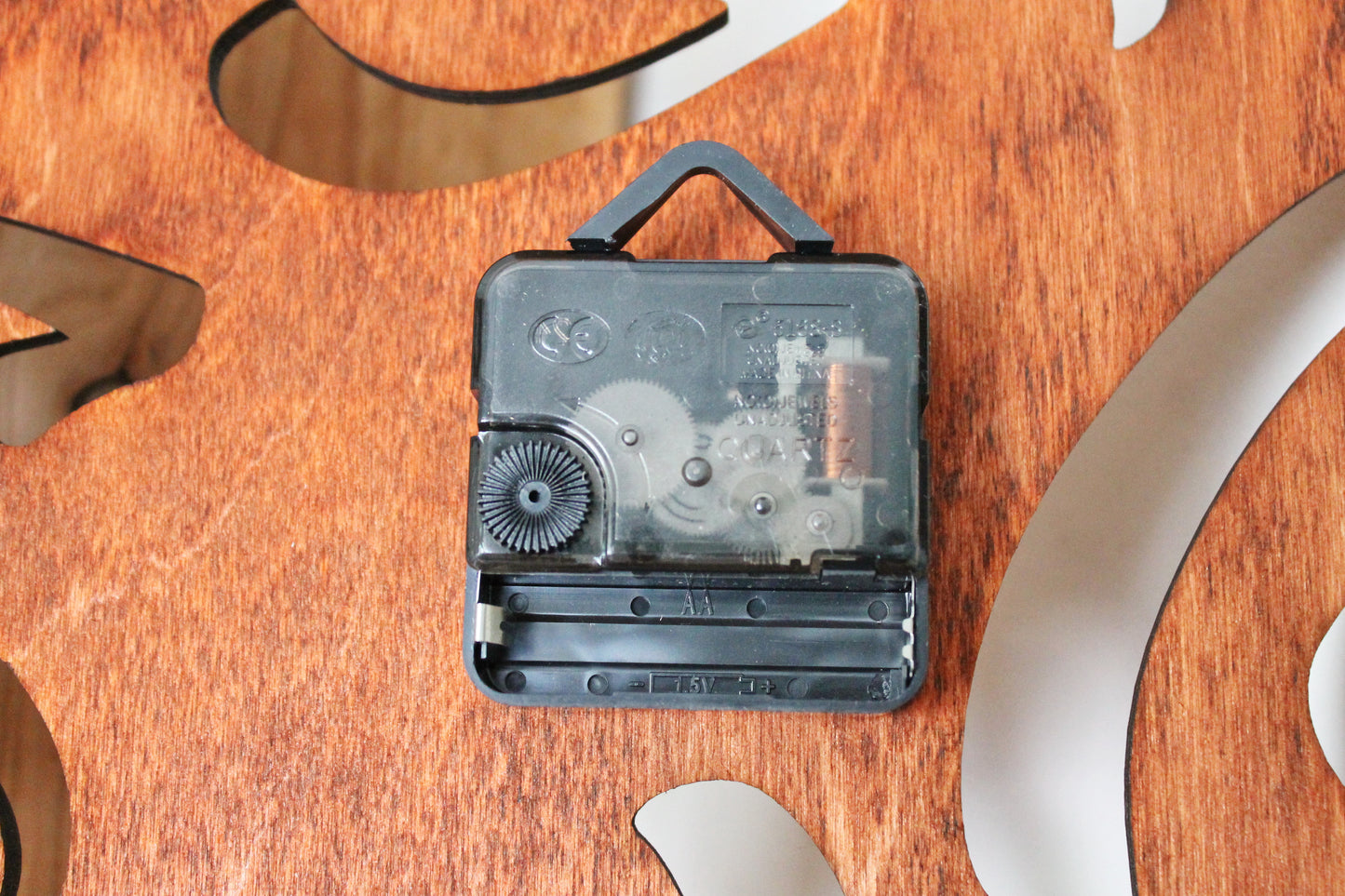 Wooden modern clock - red wood color - 300 mm - 11.8 inches - light and ready to ship - handmade clock - Silent clock mechanism