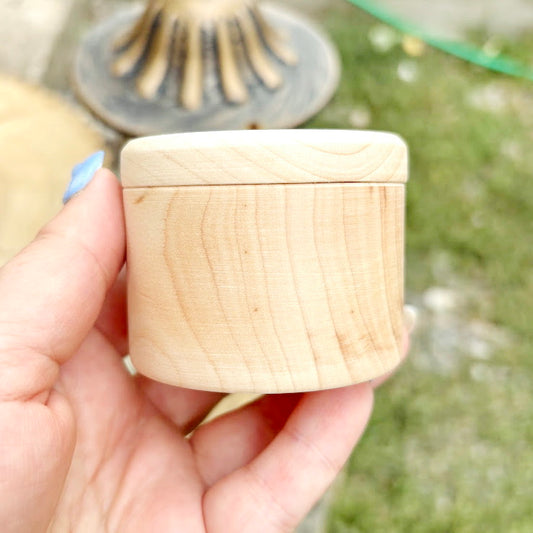 Small Wooden Box – 60 mm x 50 mm (2.4x2") – Handmade Alder Wood Storage Container for Crafts, Jewelry, Trinkets – Natural Round Wooden Box
