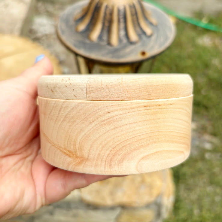 Large Round Wooden Box with Lid 100 mm (3.9") – Handmade Alder Wood Storage Container, Craft Organizer, unfinished Wooden Box for Jewelry