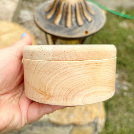 Large Round Wooden Box with Lid 100 mm (3.9") – Handmade Alder Wood Storage Container, Craft Organizer, unfinished Wooden Box for Jewelry