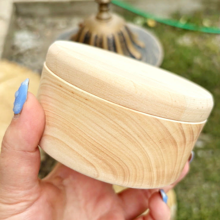 Large Round Wooden Box with Lid 100 mm (3.9") – Handmade Alder Wood Storage Container, Craft Organizer, unfinished Wooden Box for Jewelry