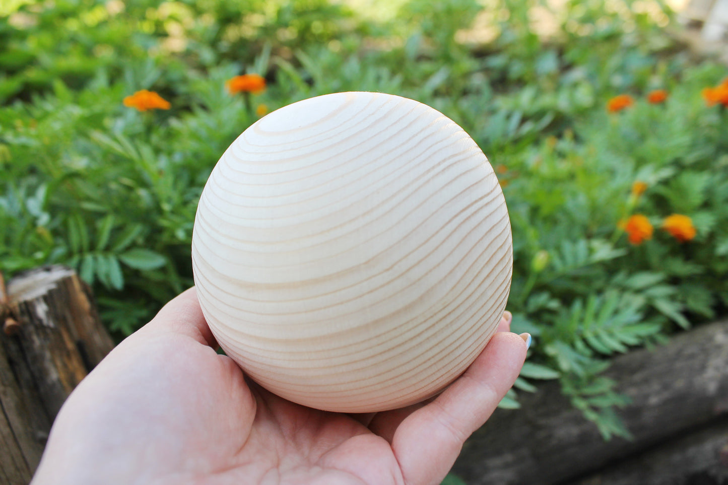 100 mm BIG wooden bead made of pine wood (wooden ball) WITHOUT hole - natural eco friendly