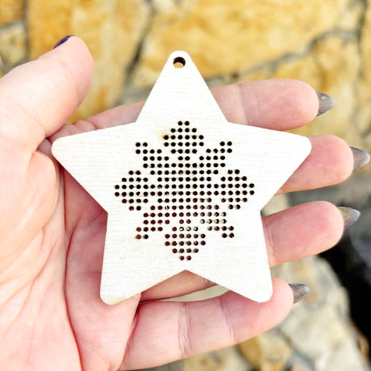 Wooden Cross Stitch Blanks Christmas Ornaments – Laser Cut Birch Shapes – DIY Embroidery Craft – Natural Wood Decor-1