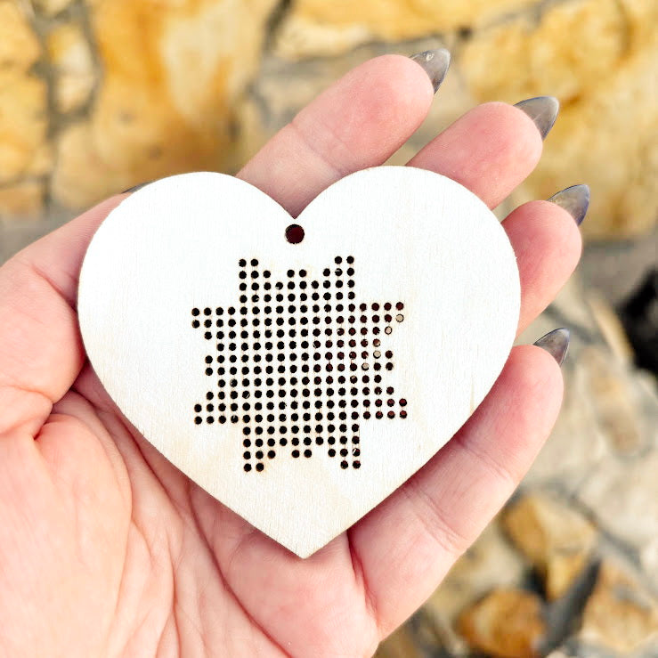 Wooden Cross Stitch Blanks Christmas Ornaments – Laser Cut Birch Shapes – DIY Embroidery Craft – Natural Wood Decor-1