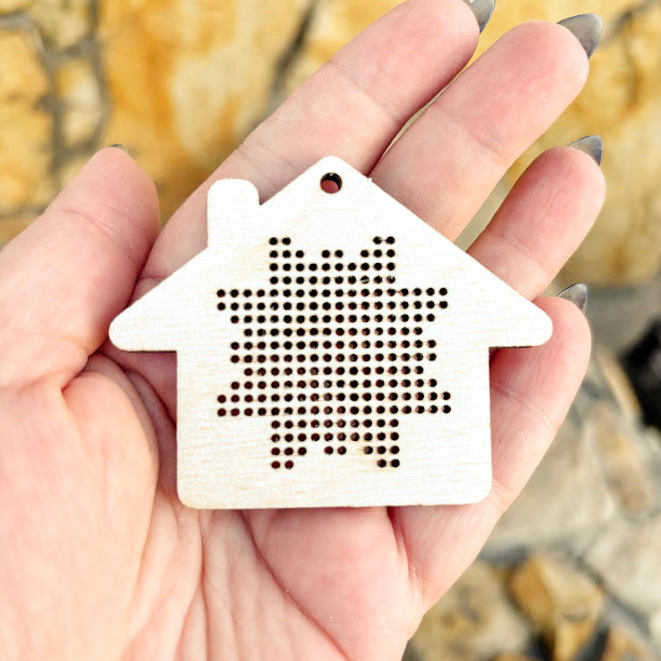Wooden Cross Stitch Blanks Christmas Ornaments – Laser Cut Birch Shapes – DIY Embroidery Craft – Natural Wood Decor-1