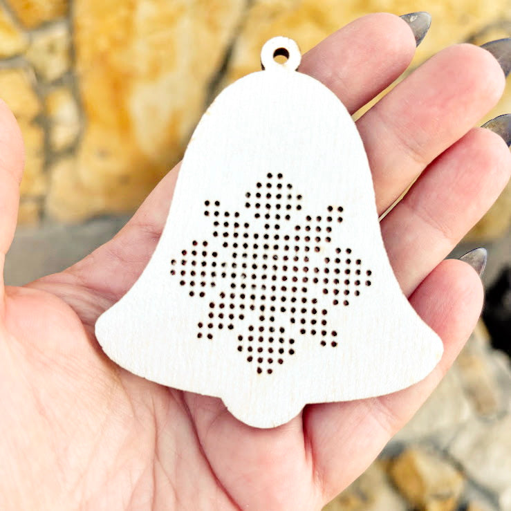 Wooden Cross Stitch Blanks Christmas Ornaments – Laser Cut Birch Shapes – DIY Embroidery Craft – Natural Wood Decor-1
