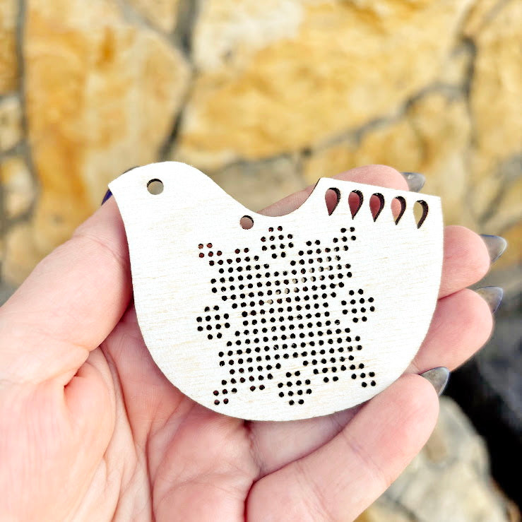 Wooden Cross Stitch Blanks Christmas Ornaments – Laser Cut Birch Shapes – DIY Embroidery Craft – Natural Wood Decor-1