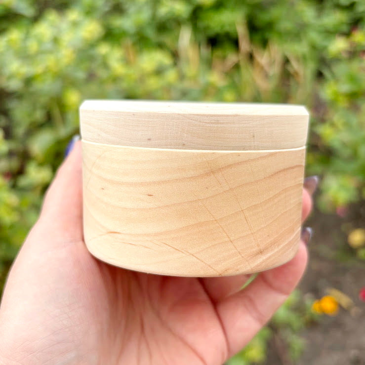 Round unfinished wooden box - natural alder wood craft supply - storage container, blank wood jewelry box - 80 mm handmade gift box