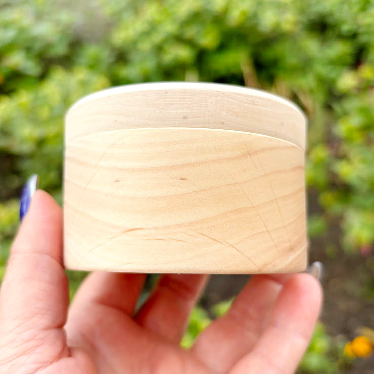 Round unfinished wooden box - natural alder wood craft supply - storage container, blank wood jewelry box - 80 mm handmade gift box