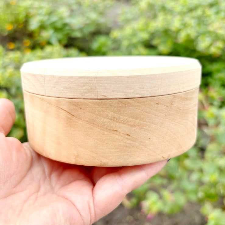 Round unfinished wooden box 120 mm in diameter – natural alder wood storage box – eco friendly craft box – keepsake, jewelry, gift box