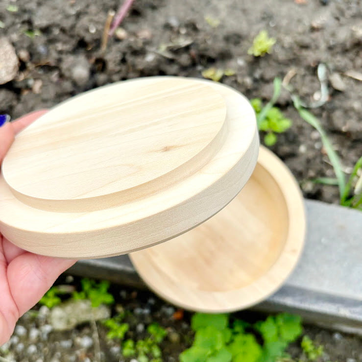 Round unfinished wooden box 120 mm in diameter – natural alder wood storage box – eco friendly craft box – keepsake, jewelry, gift box