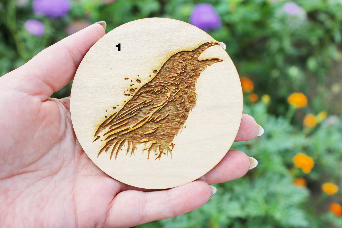 Wooden Coasters - Crows - unfinished coasters 3.5 inches - made of high quality plywood - table decor, Modern coasters