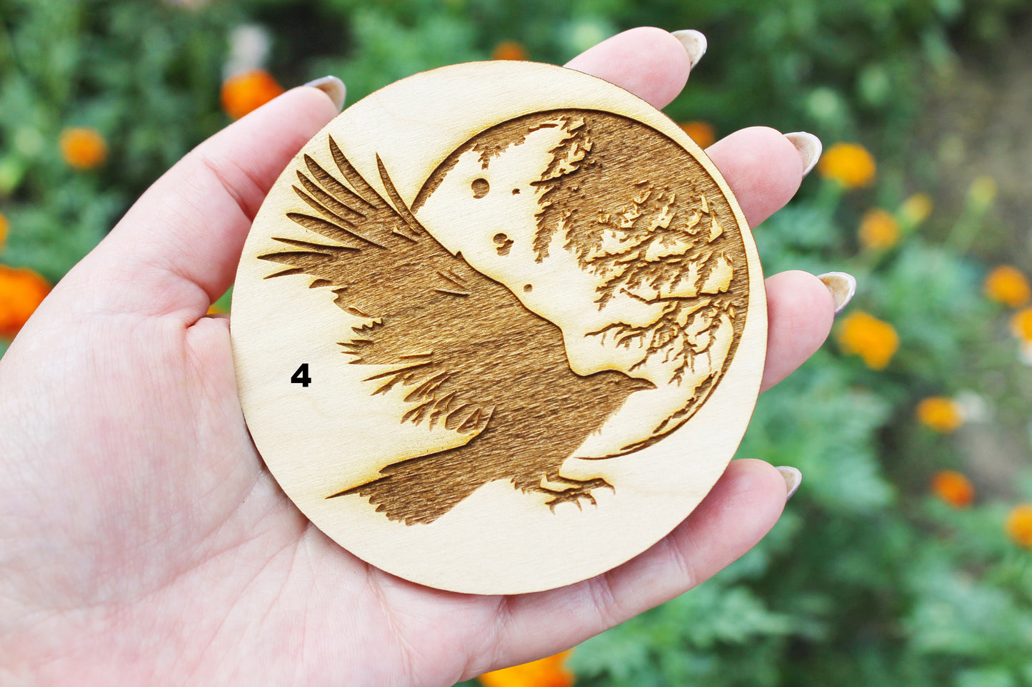Wooden Coasters - Crows - unfinished coasters 3.5 inches - made of high quality plywood - table decor, Modern coasters