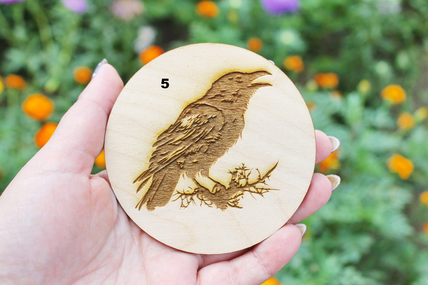 Wooden Coasters - Crows - unfinished coasters 3.5 inches - made of high quality plywood - table decor, Modern coasters
