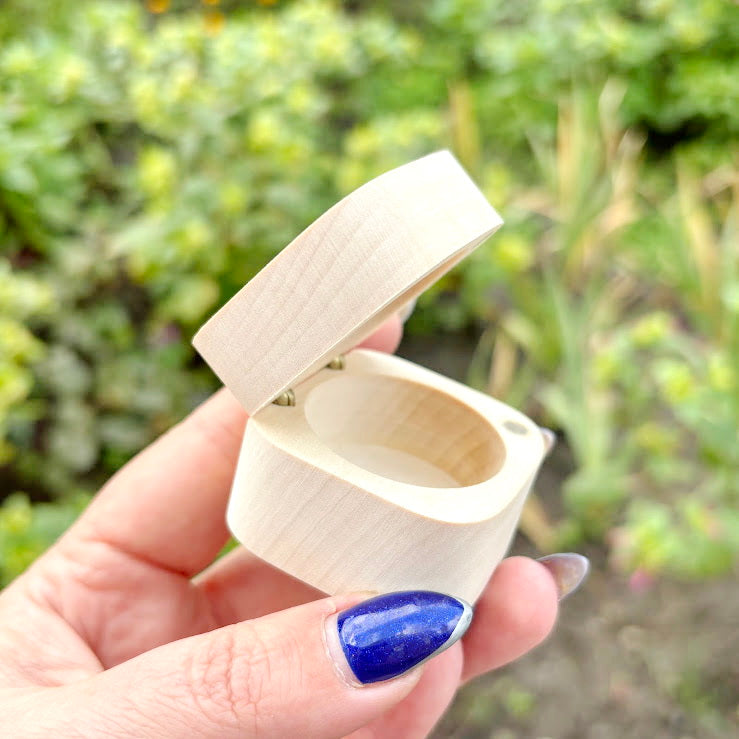 Wooden Magnetic Ring Box 45 mm – Small Wedding Ring Holder - Handmade Alder Wood Jewelry Box - Natural Wood Keepsake Box - Proposal Gift