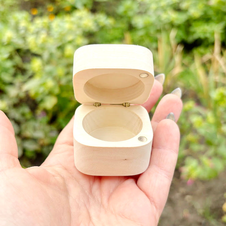 Wooden Magnetic Ring Box 45 mm – Small Wedding Ring Holder - Handmade Alder Wood Jewelry Box - Natural Wood Keepsake Box - Proposal Gift