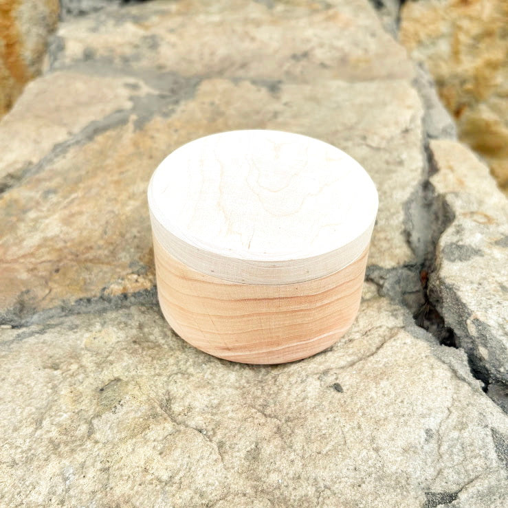 Round unfinished wooden box - natural alder wood craft supply - storage container, blank wood jewelry box - 80 mm handmade gift box