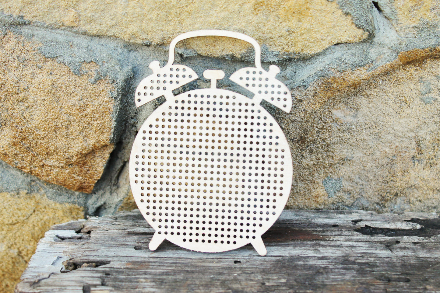 Alarm clock - cross stitch blank - 95 mm - 3.7 inch - blank Wood for Needlecraft - wooden cross stitch blank