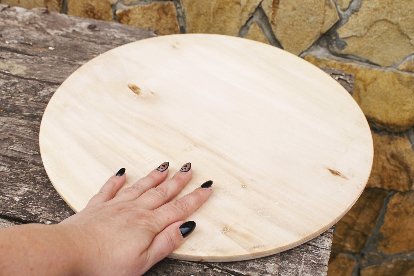 Big Wooden plate 39 cm 15.4 inch unfinished natural eco friendly - linden wooden plate - JUST ONE