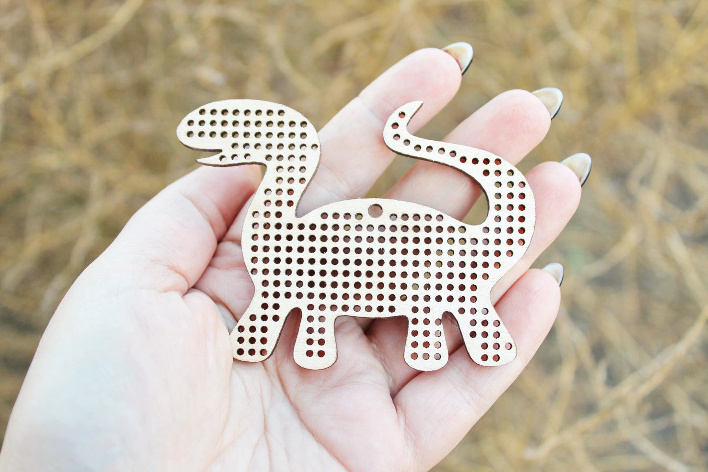 Dino - Cross stitch blank 3.3 inches - blanks Wood Needlecraft, wooden cross stitch blank