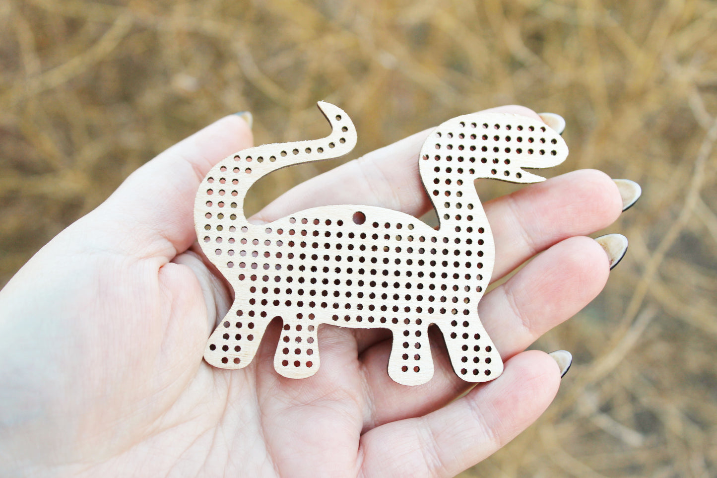 Dino - Cross stitch blank 3.3 inches - blanks Wood Needlecraft, wooden cross stitch blank