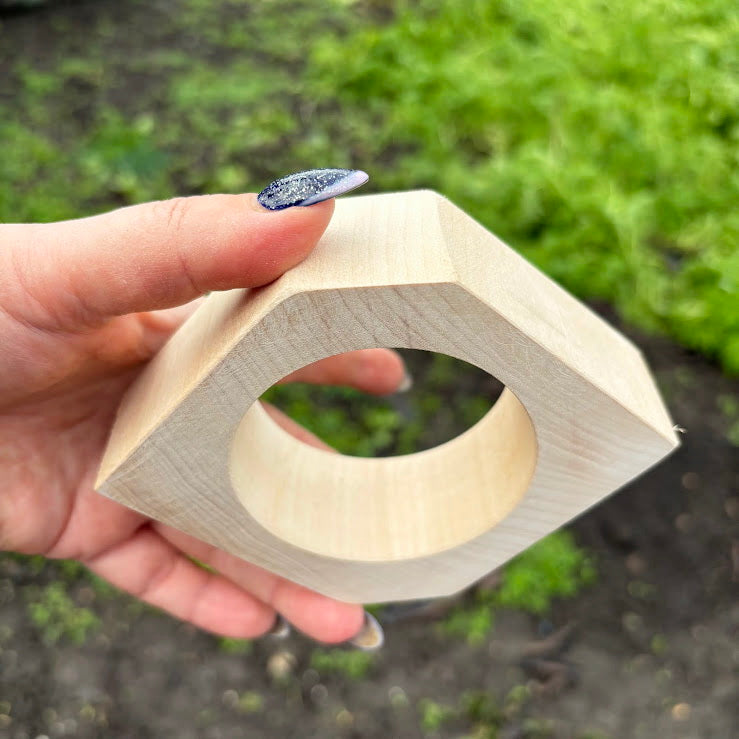 35 mm Wooden Rhomboid Bangle Blank - Linden Wood Bracelet Base - Unfinished Arrow Shape Jewelry Making Supply