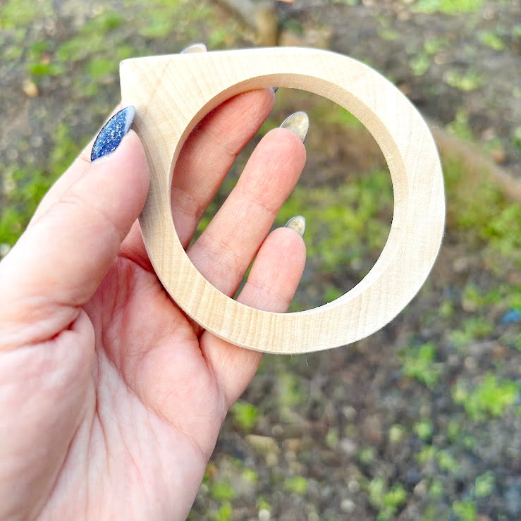 Unfinished Wooden Bangle 10 mm Thick, Linden Wood Bracelet Blank with Single Corner, Natural Eco Friendly Jewelry Supply