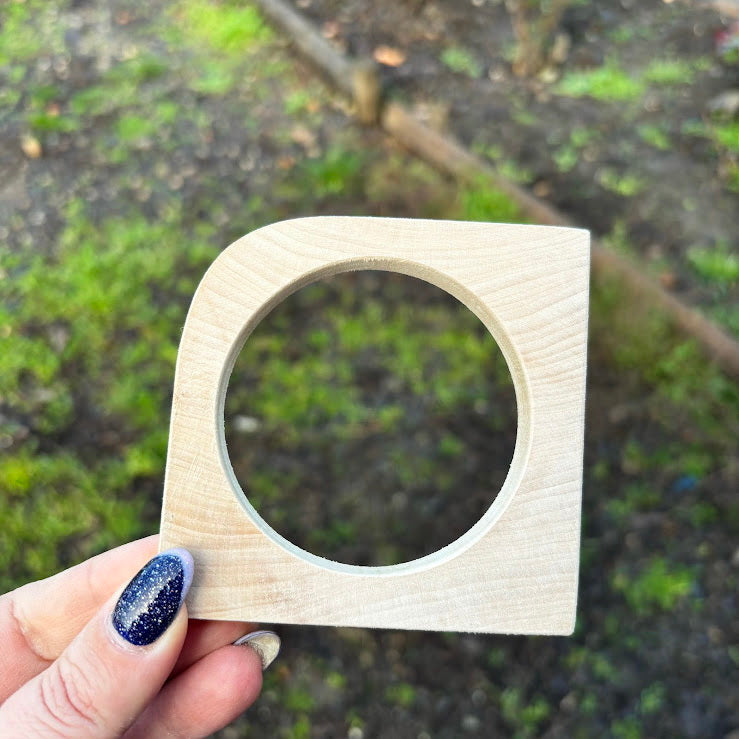 Unfinished Wooden Bangle Blank 10 mm Thick, Linden Wood Square Bracelet Base, Natural Eco Friendly Jewelry Supply - IL10