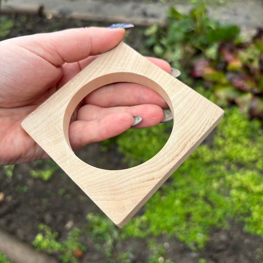 Square Bracelet Blank 10mm Thick, Unfinished Linden Wood Bangle for Crafting and DIY Jewelry