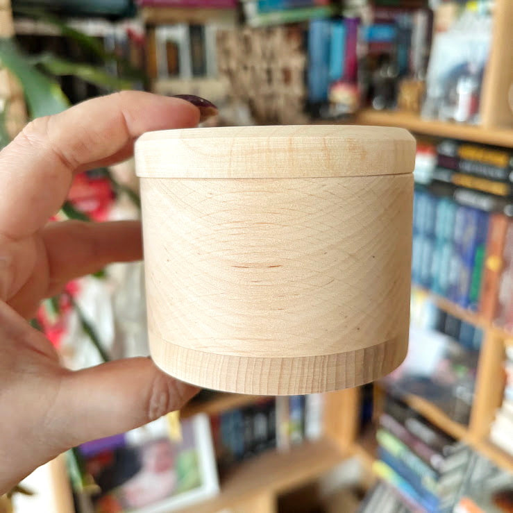Alder Wood Round Box with Lid 85x65 mm, Natural Unfinished Storage Box, Handcrafted Wooden Keepsake Container