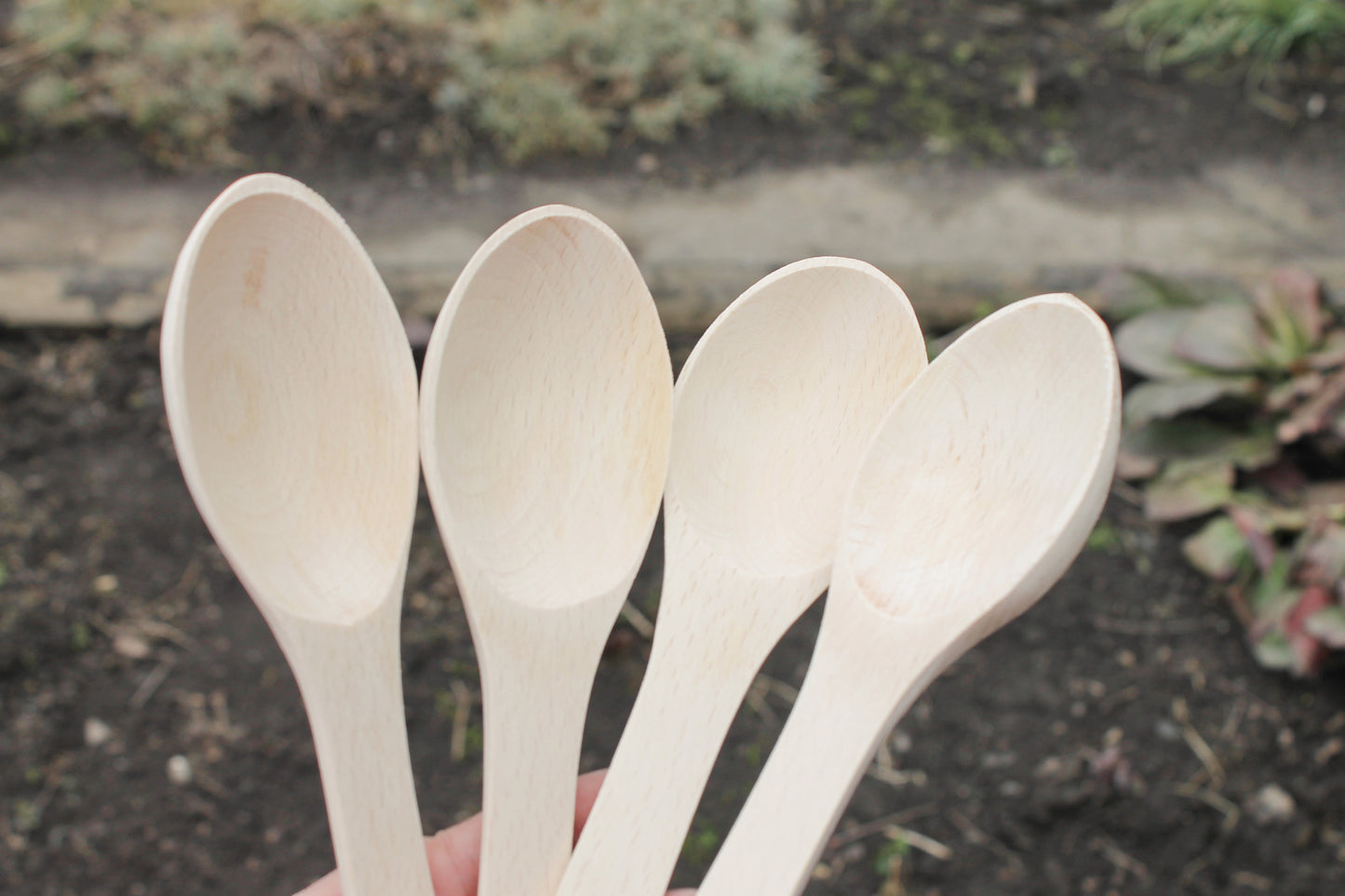 Set of 2 handmade wooden spoons - 9.8 inches - natural eco friendly - made of beech wood